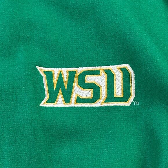 Vintage Wright State Raiders Jacket Mens 2XL Green Steve & Barrys WSU Letterman - Picture 4 of 16